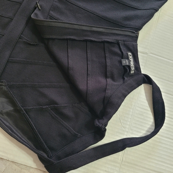 Express Sleeveless Bandage Bodycon Dress Knee Length with Zip, Size Large, Black - Picture 7 of 14